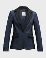 Image 1 of 6: Cinq a Sept Laney Lace Denim Jacket