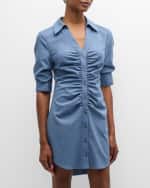 Image 5 of 6: Cinq a Sept Elina Ruched Short-Sleeve Mini Dress