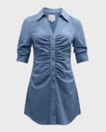 Image 1 of 6: Cinq a Sept Elina Ruched Short-Sleeve Mini Dress