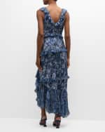 Image 3 of 6: Cinq a Sept Ora Indigo Floral Sleeveless Maxi Dress