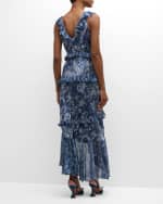 Image 4 of 6: Cinq a Sept Ora Indigo Floral Sleeveless Maxi Dress