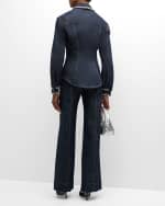 Image 4 of 6: Cinq a Sept Autumn Embellished Denim Button-Front Top