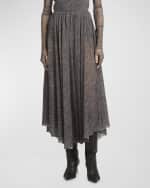 Image 2 of 6: Philosophy di Lorenzo Serafini Printed Mesh Gathered Midi Skirt