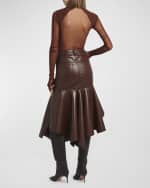 Image 3 of 6: Philosophy di Lorenzo Serafini Faux Leather Flounce Midi Skirt