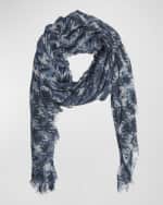 Image 1 of 4: Loewe Anagram Patterned Cashmere & Silk Shawl