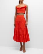 Image 7 of 7: Cinq a Sept Pyper Ruffled Crop Top