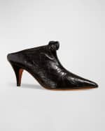 Image 4 of 5: Khaite Rowan Crinkle Leather Knot Mules