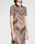 Image 6 of 7: Missoni Chevron Zip Front Polo Top