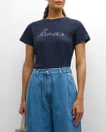 Image 2 of 6: Cinq a Sept L'amour Silver Chain Embroidered Shrunken T-Shirt