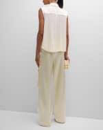 Image 3 of 6: Cinq a Sept Claire Sleeveless Pleated Button-Front Top