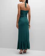 Image 3 of 6: Cinq a Sept Eilis Ruffled Halter Midi Dress