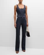 Image 5 of 6: Cinq a Sept Alina Pinstripe Denim Bootcut Pants
