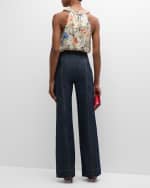 Image 3 of 6: Cinq a Sept Jessie Sleeveless Floral Silk V-Neck Top