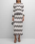 Image 7 of 7: Misook Contrast Chevron Pointelle Soft Knit Maxi Skirt