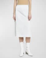 Image 2 of 6: Jil Sander Diagonal Pintuck Midi A-Line Skirt