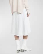 Image 4 of 6: Jil Sander Diagonal Pintuck Midi A-Line Skirt