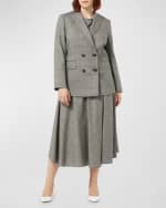 Image 4 of 5: Marina Rinaldi Plus Size Pelota Grid-Print Wool Midi Skirt