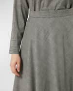Image 5 of 5: Marina Rinaldi Plus Size Pelota Grid-Print Wool Midi Skirt
