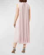 Image 3 of 5: Marina Rinaldi Plus Size Soprano Pleated Mock-Neck Midi Dress