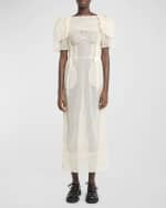 Image 2 of 6: Simone Rocha Crystal Petal-Sleeve Laced Corset Midi Dress