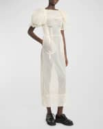 Image 5 of 6: Simone Rocha Crystal Petal-Sleeve Laced Corset Midi Dress