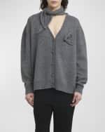 Image 2 of 6: Plan C Scarf V-Neck Wool Cardigan