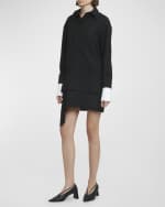 Image 5 of 6: Plan C Contrast-Cuff Long-Sleeve Mini Shirtdress