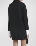 Image 4 of 6: Plan C Contrast-Cuff Long-Sleeve Mini Shirtdress