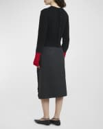 Image 3 of 6: Plan C Contrast Cuffs Long-Sleeve Crewneck Knit Sweater