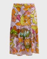 Image 1 of 6: Ungaro Kehlani Sequin Floral-Print Midi Skirt