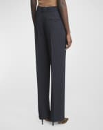 Image 3 of 5: Isabel Marant Redana Mid-Rise Pinstripe Woven Straight-Leg Trousers