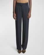 Image 1 of 5: Isabel Marant Redana Mid-Rise Pinstripe Woven Straight-Leg Trousers
