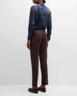 Image 3 of 6: Kiton Mid-Rise Straight-Leg Crop Wool Pants