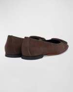 Image 2 of 5: Santoni Maya Suede Buckle Ballerina Flats