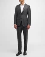 Image 2 of 6: Canali Men's 150s Luxury Twill Tonal Check Suit