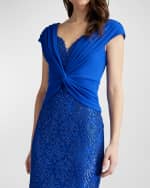 Image 5 of 5: Tadashi Shoji Pleated Twist-Front Sequin Lace Dress