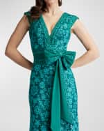 Image 5 of 5: Tadashi Shoji Sleeveless Bow-Front Floral Lace Gown