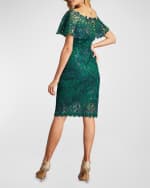Image 3 of 5: Tadashi Shoji Illusion Sequin Lace Capelet Dress