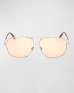Image 4 of 5: TOM FORD Tex Metal Aviator Sunglasses