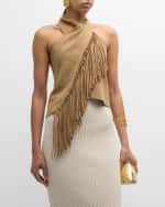 Image 2 of 6: Johanna Ortiz Sonora Fringe-Trim Suede Halter Top
