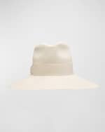 Image 1 of 2: Borsalino Sophie White Straw Large Brim Hat