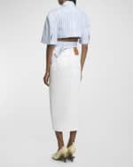 Image 4 of 5: Jacquemus De-Nimes Crosswaist Midi Denim Skirt