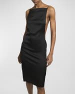 Image 2 of 5: Jacquemus Spoglio High-Neck Plunging-Side Satin Dress