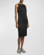 Image 4 of 5: Jacquemus Spoglio High-Neck Plunging-Side Satin Dress