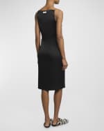 Image 3 of 5: Jacquemus Spoglio High-Neck Plunging-Side Satin Dress