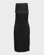 Image 1 of 5: Jacquemus Spoglio High-Neck Plunging-Side Satin Dress