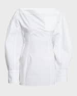 Image 1 of 5: Jacquemus Casaco Long-Sleeve Back-Cutout Mini Shirtdress