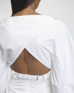 Image 5 of 5: Jacquemus Casaco Long-Sleeve Back-Cutout Mini Shirtdress