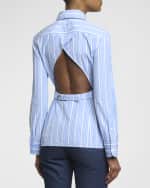 Image 4 of 5: Jacquemus Logo Striped Belted-Cutout Suit Shirt