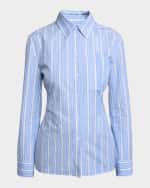 Image 1 of 5: Jacquemus Logo Striped Belted-Cutout Suit Shirt